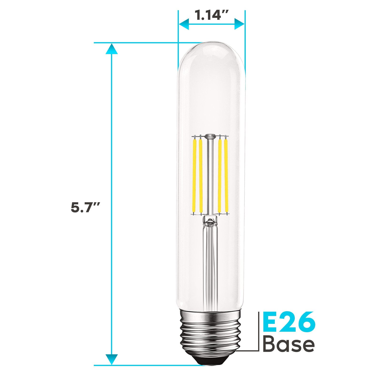 Luxrite Vintage T9 LED Tube Light Bulbs 60W Equivalent, 5000K Bright White, 550LM, Dimmable, 5W, UL, E26 Base 6 Pack