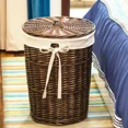 thumbnail image 4 of Cesto de ratán elegante para la colada con tapa para el hogar, tejido decorativo, soporte para ropa tejida, 4 of 5