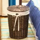 thumbnail image 4 of Cesto de ratán elegante para la colada con tapa para el hogar, tejido decorativo, soporte para ropa tejida, 4 of 5