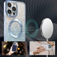 thumbnail image 3 of for iPhone 15 Pro Magnetic Gardient Glitter Case, Plating Bling Cute Case Compatible with MagSafe for Women Girls Full Camera Protector Back Cover for iPhone 15 Pro 6.1 Inch Light Blue, 3 of 13