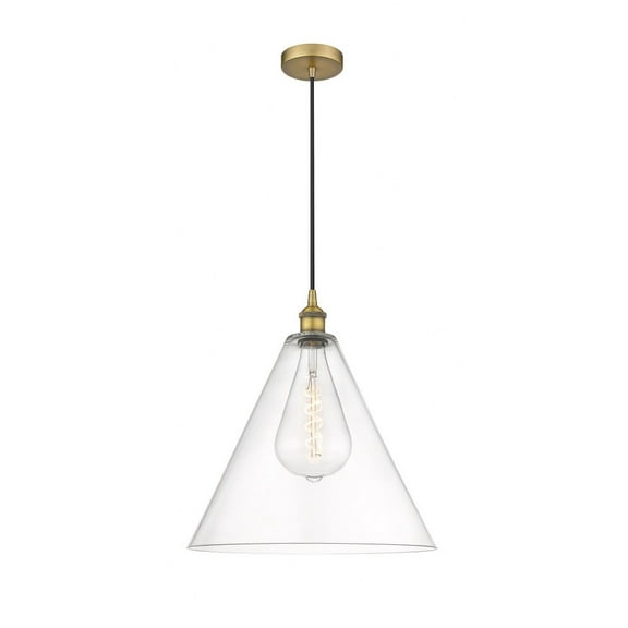 616-1P-BB-GBC-162 Innovations Lighting Berkshire - 1 Light Cord Hung Mini Pendant In Modern Style-18 Inches Tall and 16 Inches Wide-Brushed Brass