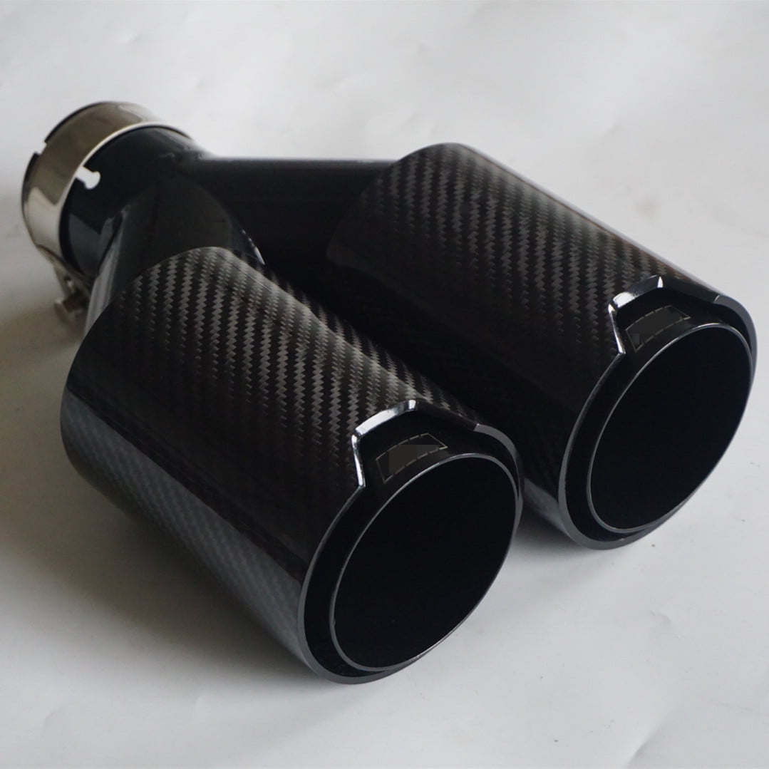 3 inch Glossy Black Exhaust Muffler Tip Pipe Carbon Fiber Style Cover Case Shell