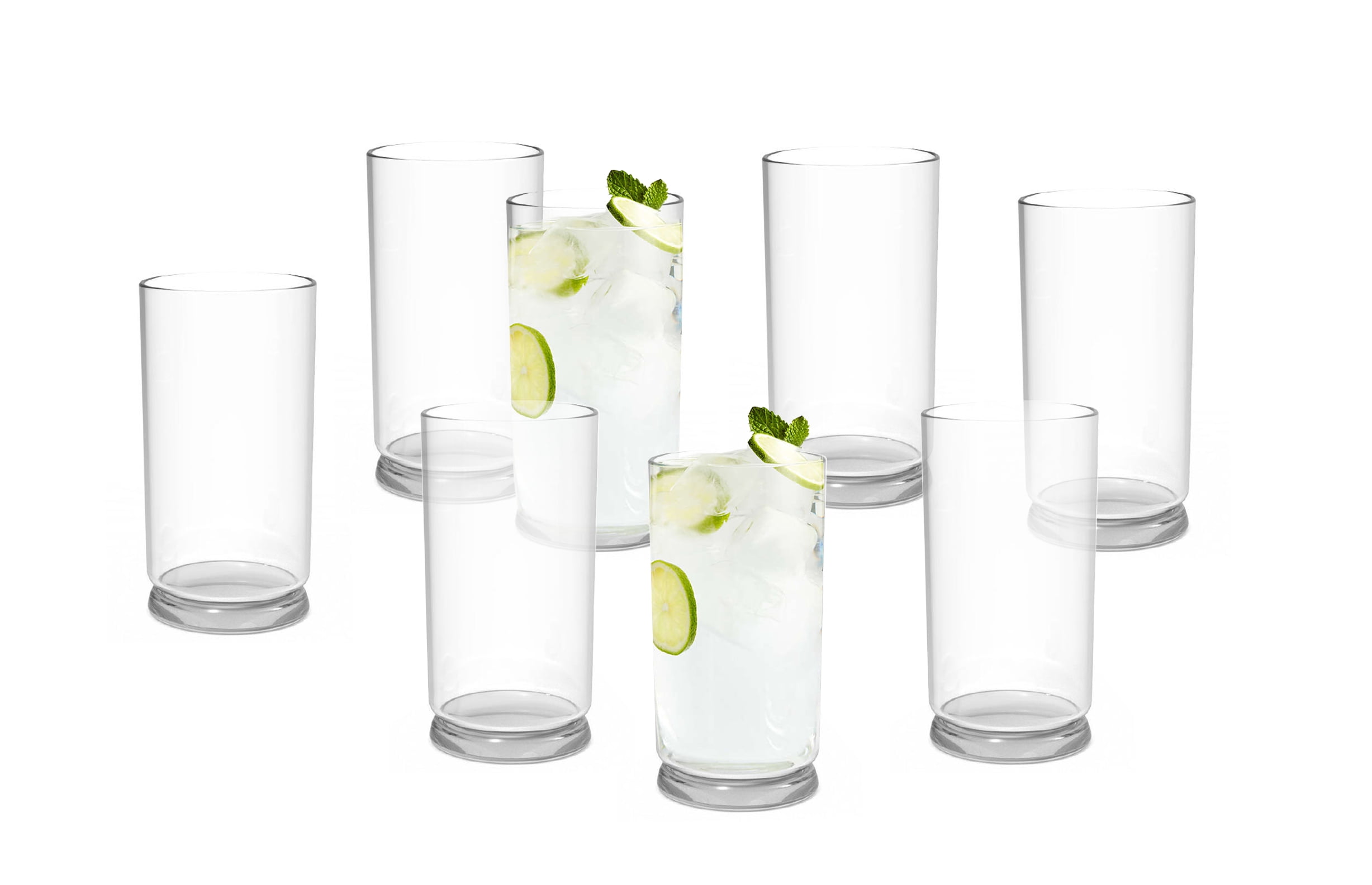 (2 pack) Better Homes & Gardens Emerson Clear Glass Tumbler Drinking Glasses, 16 oz, 8 Pack