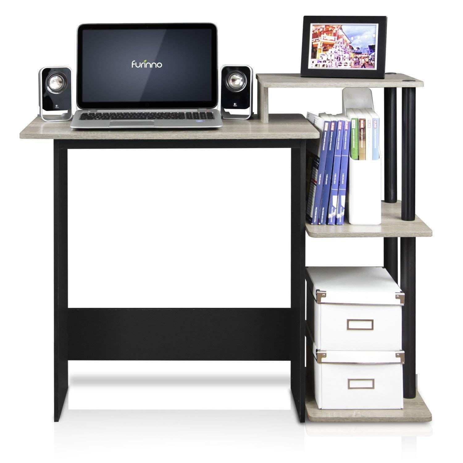 Furinno 11192gyw Bk French Oak Efficient Home Laptop Notebook Computer Desk Grey Black
