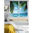 thumbnail image 4 of Sheer Curtains 72 Inches Long, Coastal Ocean Light Filtering Window Curtains for Living Room, Sandy Beach Coconut Tree Blue Sky Scenery Rod Pocket Voile Sheer Curtain Drapes, 52"W x 72"L, 2 Panels, 4 of 8