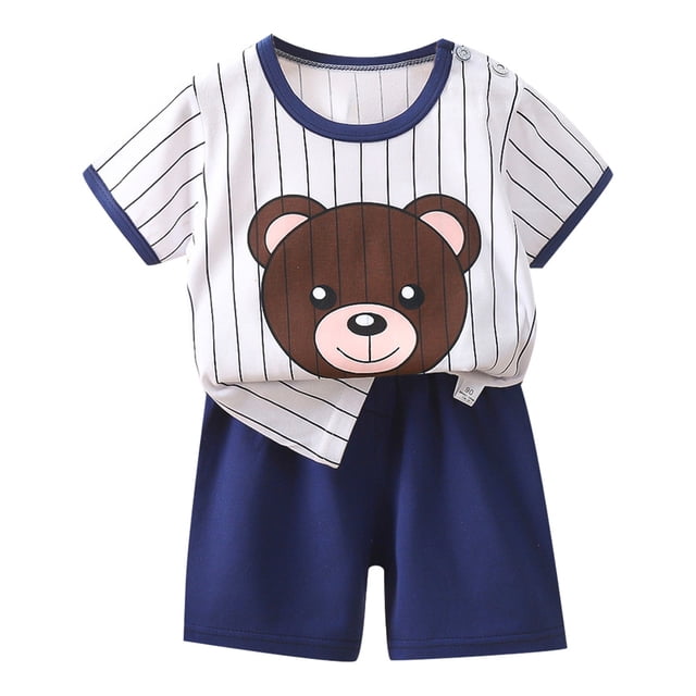 MIASHUI Ensemble de Shorts Décontractés pour Garçons Été Haut Graphique à Manches Courtes et Shorts Pyjamas, Blanc, 3-4 Ans