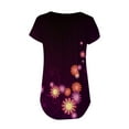 thumbnail image 6 of AOOCHASLIY Womens Blouses Short Sleeve Women Trendy V- Neck Floral Printed Tunic Tops Buttons Short Sleeve T-shirt, 6 of 6