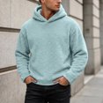 thumbnail image 2 of COMVALUE Men Solid Color Pullover Hoodie Soft Fuzzy Plush Fabric Long Sleeve Loose Fit Casual Hooded Sweatshirt for Everyday Outfits, 2 of 5