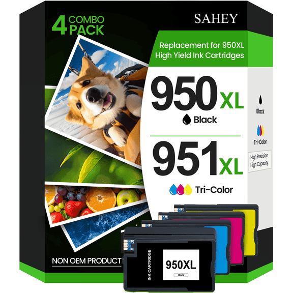 950XL 951XL Combo Compatible for 950 XL 951 XL Ink Cartridge Replacement for OfficeJet Pro 8600 8610 8620 8100 8630 8660 8640 8615 76DW 251DW (Black,Cyan, Magenta, Yellow)