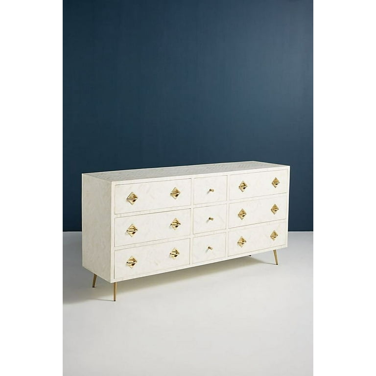 green emerald velvet dress Inlay 3 Drawer Dresser | Shell & Floral | Made Goods main image 0
