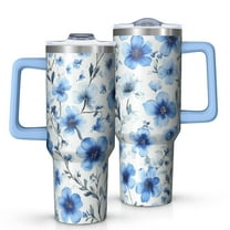 OBREWU Pioneer Flower Tumbler with Handle and Lid,Pioneer Flower 40oz Double Wall Vacuum Insulated Tumbler,Cups Gift for Women and Men