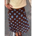 thumbnail image 5 of Khaki Polka Dot Midi Skirt Low Waist Semi Sheer Asymmetrical Hem Flowy Summer Skirt, 5 of 8