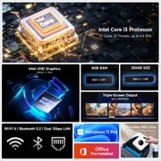 CHUWI LarkBox X Mini PC,256GB SSD 8GB RMA,Intel i3-1220P (10C/12T, up to 4.4GHz),Windows 11 Mini Gaming/Bussiness Desktop Computers,WIFI 6,Hybrid–Cooling System