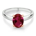 thumbnail image 2 of Gem Stone King 2.00 Ct Red Created Ruby 925 Silver and 10K Rose Gold Ring Ring (Size 6), 2 of 4