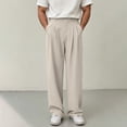 thumbnail image 2 of Men's Old Money Dress Pants Pleated Wide Leg Golf Trousers High Waisted Loose Fit Slacks Button Closure with Pockets for Business Office Fall, Beige, XXXL, 2 of 8
