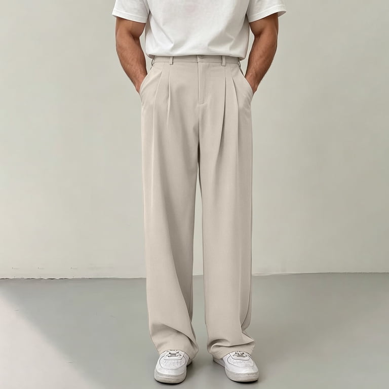 successthop Wide Leg Dress Pants Men Big and Tall Pant Summer