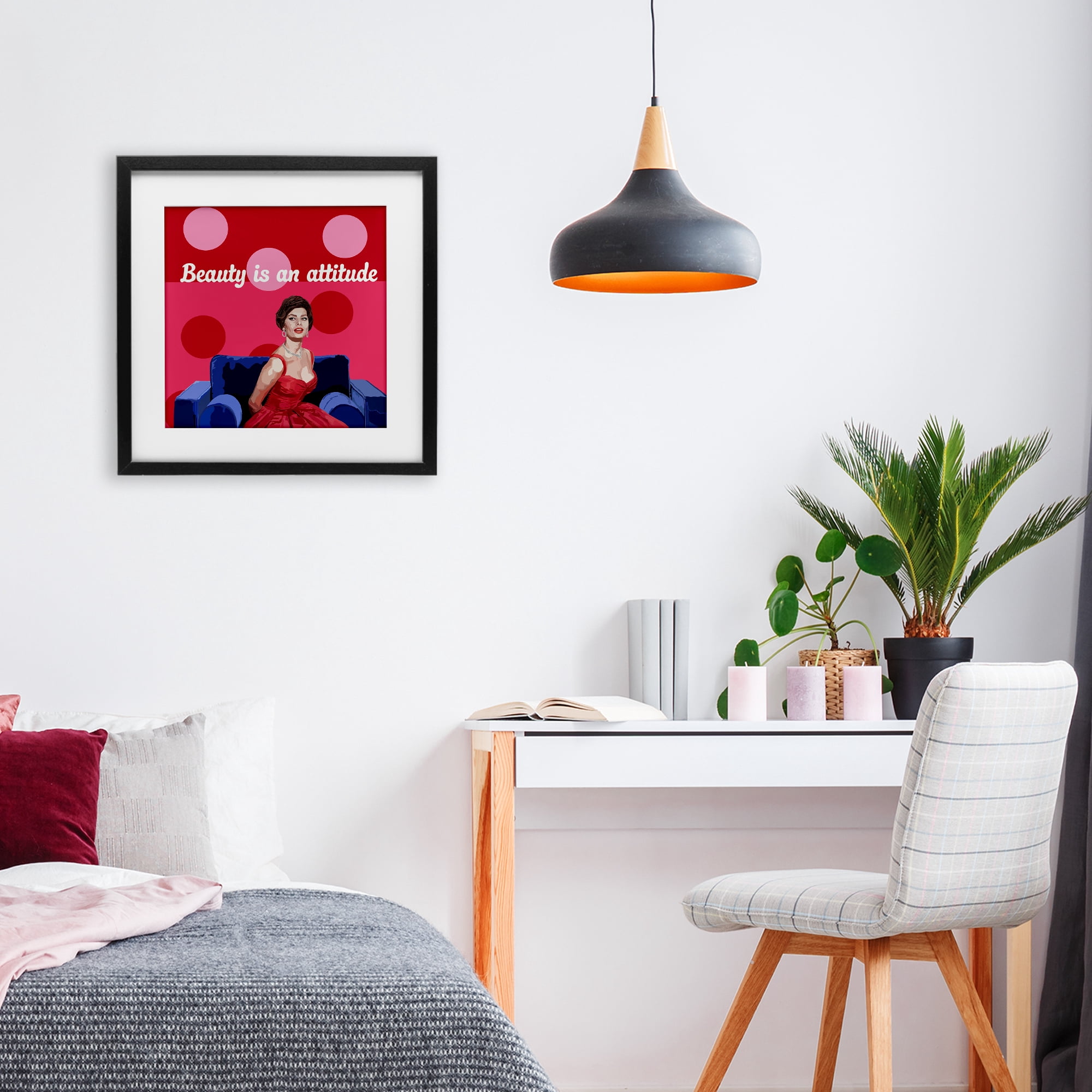 Stupell Industries Beauty Is An Attitude Black Framed Print Under Glass, design by Lynnda Rakos
