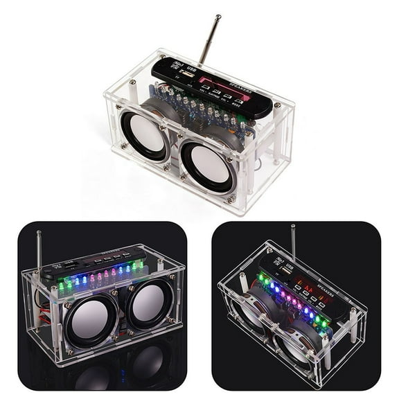 1Pc Fm Radio Diy Electronic Speaker Soldering Kit With Led Indicator Remote Control Fm Radio Audio Diy Soldering Kit Stereo