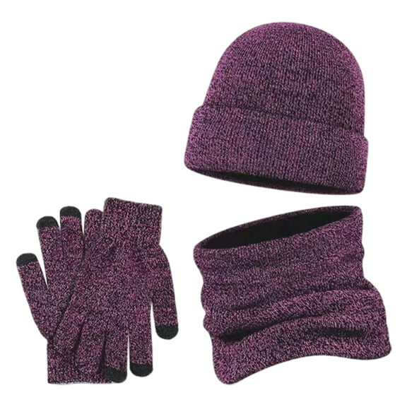 Women's Winter Knitted Set Wool Blend Scarf Hat and Gloves Accessories for Cold Weather Fashion