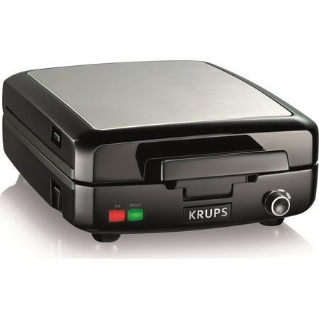 KRUPS Stainless Steel 4 Slice Belgian Waffle Maker with Removable