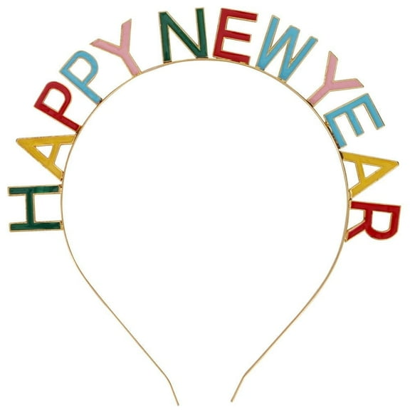 Colorful Happy New Year 2026 Headband for Women Girls, Cute Festive Headpiece Alloy Hair Band for New Year's Eve Party Supplies & Holiday Gifts