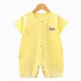 thumbnail image 2 of NIEWTR Newborn Outfit Baby Boy Girl Romper Short Sleeve Basic Jumpsuit Soft Cotton Casual Breathable Playsuit Summer 0-24 Months(A-Yellow,0-6 Months), 2 of 4