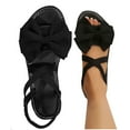 thumbnail image 7 of Miluxas Women's Ankle Strap Bow Sandals Criss Cross Open Toe Bowknot Dressy Beach Flat Sandals Black 8.5(41), 7 of 7
