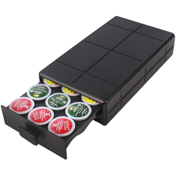 EVERIE Coffee Pod Holder Drawer Compatible with Keurig K-Cup Pods - Holds 18 Pods in 3 Rows, Easy Pull-Out Storage with Smooth Glide, Anti-Tip Slots & Sturdy Frame