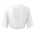 thumbnail image 6 of 2DXuixsh Womens Cardigan Sweaters Simple Women Tie Front Chiffon Short Sleeve Cropped Sheer Bolero Cardigan Crew Neck Classic Sweater Knit Cardigan White Size M, 6 of 6