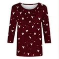 thumbnail image 4 of Qepwscx Tshirts Shirts For Women 3/4 Long Sleeve Valentine'S Day Crew Neck Sweatshirts Love Heart Printed Womens Blouses Going Out Tops Pullover Sweatshirts Spring Fall Graphic T-Shirt Festival, 4 of 5