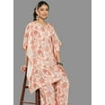thumbnail image 5 of Janasya Women's Peach Crepe Digital Printed Co-ords Set, 5 of 7