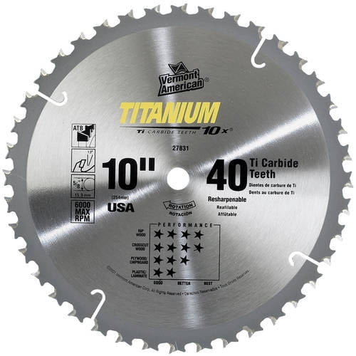 Vermont American 27831 10" 40 TPI 10X Titanium Carbide Circular Saw Blades