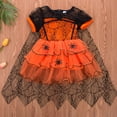 thumbnail image 2 of Qiylii Girls Halloween Dress Spider Mesh Tutu Crew Neck Short Sleeve Dress, 2 of 6