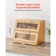 thumbnail image 2 of KFFKFF Double Layer Bread Box for Kitchen Counter, Large Capacity Bamboo Bread Storage Container, Farmhouse Wooden Breadbox for Homemade Bread, 2 of 9