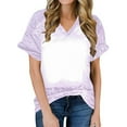 thumbnail image 2 of Inverlee T Shirts for Women V Neck Dressy Casual Short Sleeve Tops Loose Fit Tie Dye Shirts Flowy Holiday Tunic Blouse Tee, 2 of 6