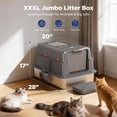 thumbnail image 2 of XXXL  Stainless Steel Litter Box with Lid, Large Enclosed  Litter Box for Big Cats, Metal  Box with High Sided Enclosure & Scoop, Grey, 2 of 6