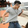 thumbnail image 3 of Camisetas para hombre, camiseta de secado rápido, camiseta ajustada para hombre, camiseta lisa para gimnasio, músculos lisos, ajustada, amarilla, manga corta, moda, caliente, 3 of 5