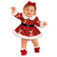 thumbnail image 3 of AWZXDE Baby Girl Christmas Skirted Romper Outfit Long Sleeve Plaid Dress Bodysuit With Rhinestone Buckle Belt For Xmas Family Photos, 3 of 6