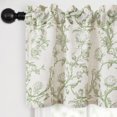 thumbnail image 4 of Hiasan 42 x 18 Inch Kitchen Valance Curtain, Linen Leaf and Branch Pattern Valance for Bedroom Living Room, Rod Pocket Farmhouse Light Filtering Window Valance Curtain, Green on Protea Line, 1 Panel, 4 of 8