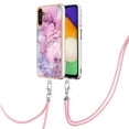 thumbnail image 2 of Case for Samsung Galaxy A05s, Adjustable Detachable Crossbody Strap Neck Strap Silicone Bumper Marble Painted TPU Ultra Thin Shockproof Protective Phone Case Cover for Galaxy A05s, Pink, 2 of 7
