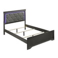 thumbnail image 3 of Queen Size Bed Frame with LED Headboard, Upholstered Platform Bed, Modern Bedroom Furniture with Adjustable Ambient Light, No Box Spring Needed, 3 of 5