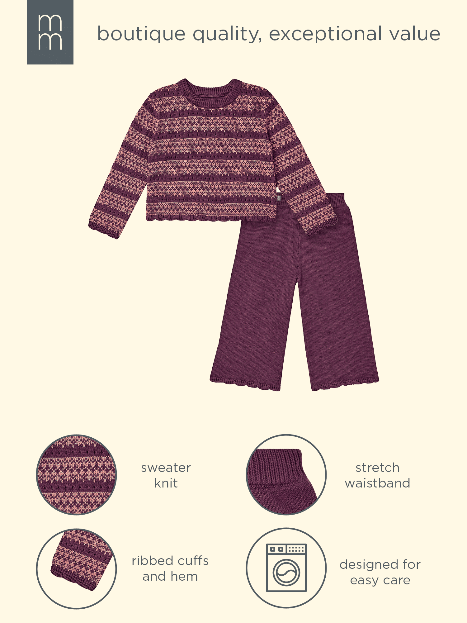 Modern Moments by Gerber Toddler Girl Pointelle Sweater Knit Set, 2-Piece, Sizes 12 Months - 5T