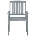 thumbnail image 4 of vidaXL Patio Chairs Outdoor Dining Chair with Cushions Gray Solid Wood Acacia, 4 of 12