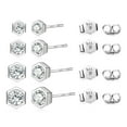 thumbnail image 2 of Lancharmed Silver Plated Earrings for Mother,4 Pairs of Zircon Stud 4 5 6 7Mm Hexagonal Earring Grandparents Gifts, 2 of 9