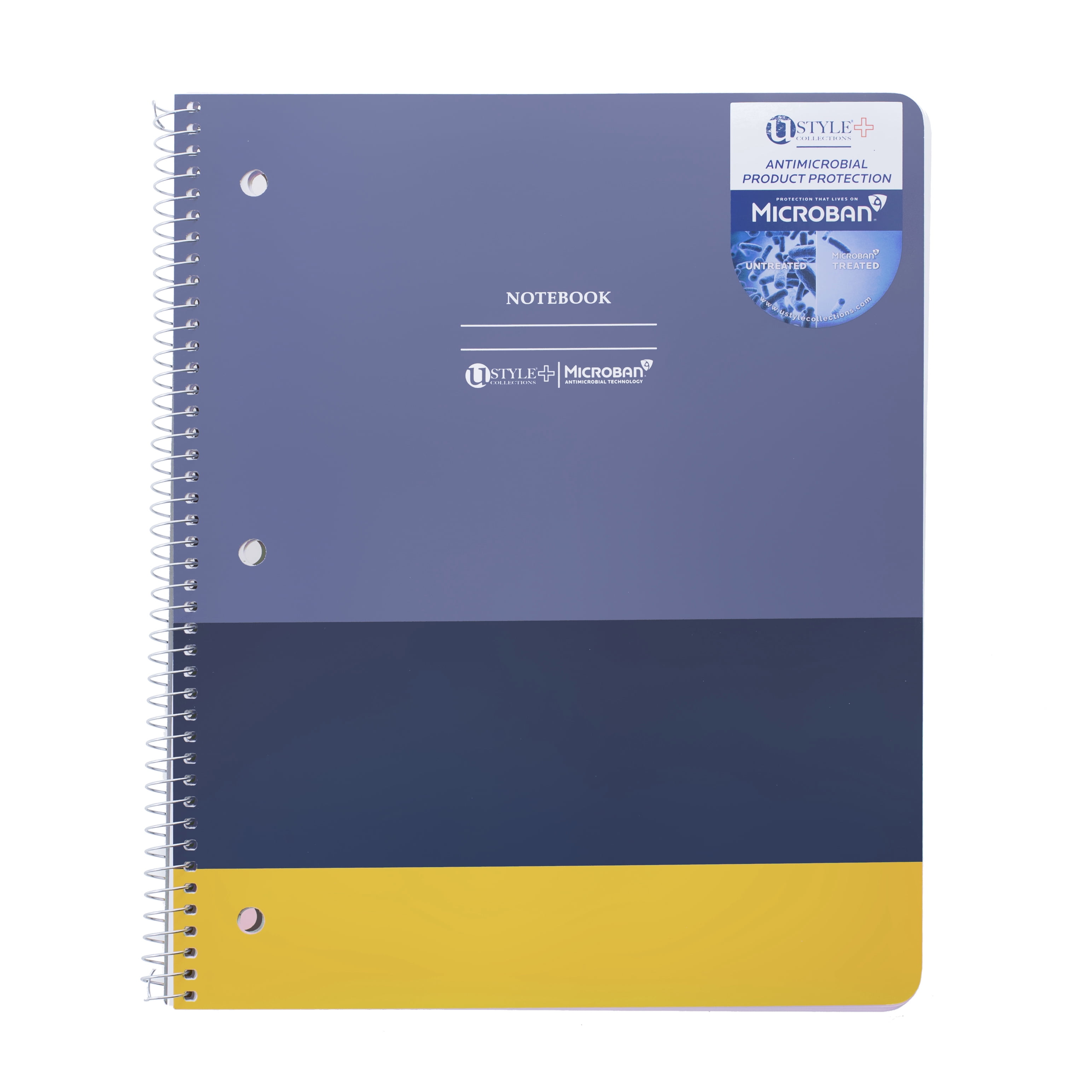 U Style Antimicrobial 1 Subject Notebook with Microban, College Rule, 80 Sheets, Bold Stripe