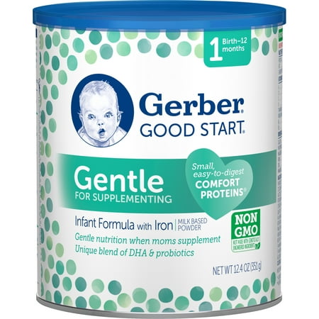 Gerber Good Start Gentle for Supplementing Non-GMO Powder Infant Formula, Stage 1, 12.4