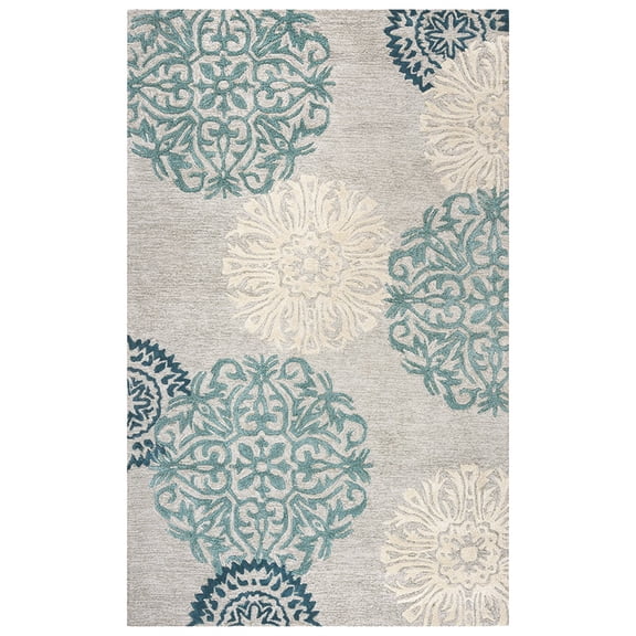 Alora Decor Charming 9' x 12' Medallion Blue/Gray/Rust/Blue Hand-Tufted Area Rug