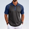 thumbnail image 5 of Fabrcox Men Polo Shirts Short Sleeve Raglan Collared Golf Shirt Men Color Block Regular Fit Casual Sports Men's Athletic Shirts Blue XXXL, 5 of 7