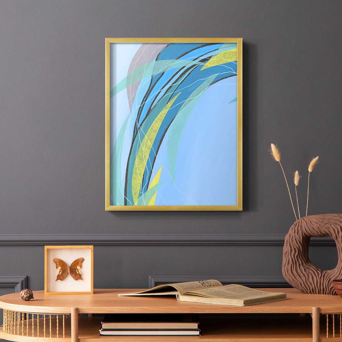 Circulating Flow III Framed Print in Gold Solid Wood Framed Print No Nail Hanging