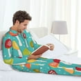 thumbnail image 6 of Fotbe Mushrooms Pattern Long Sleeve Pajama Set for Men,Sleepwear Set,2-piece Loungewear Set,Soft PJs Comfy Nightwear with Pockets-Medium, 6 of 7
